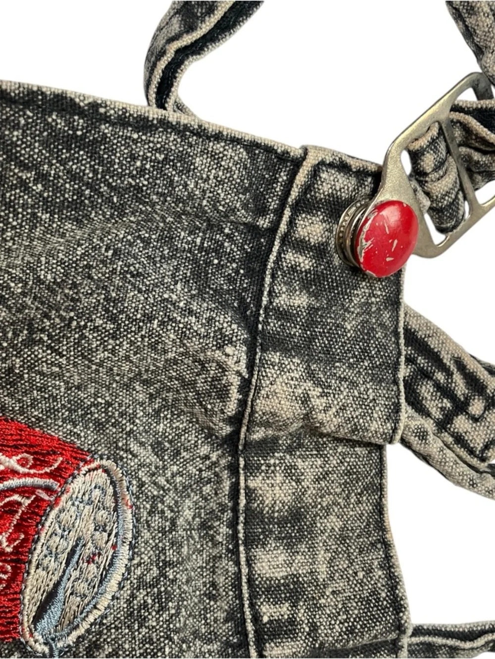 Vintage 80s Coca-Cola Toddler Overalls Acid Wash Plaid 2T - Picture 4 of 13